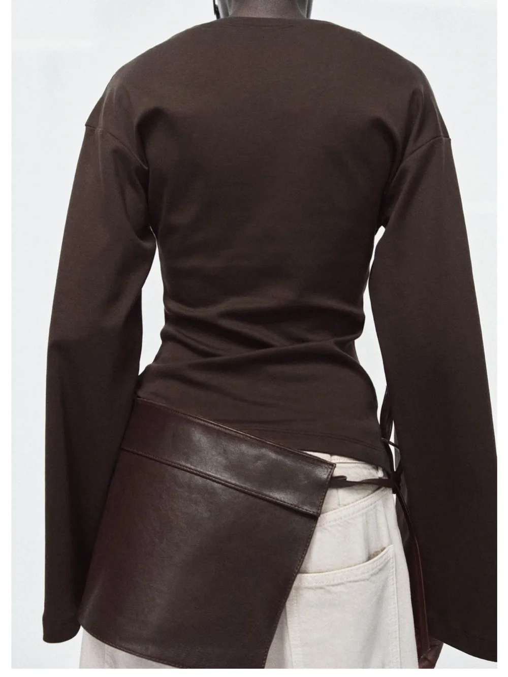 NWT Zara Brown 100% Leather Skirt Belt Size 32 Viral Wrap Waist Belt  1736/004/7
